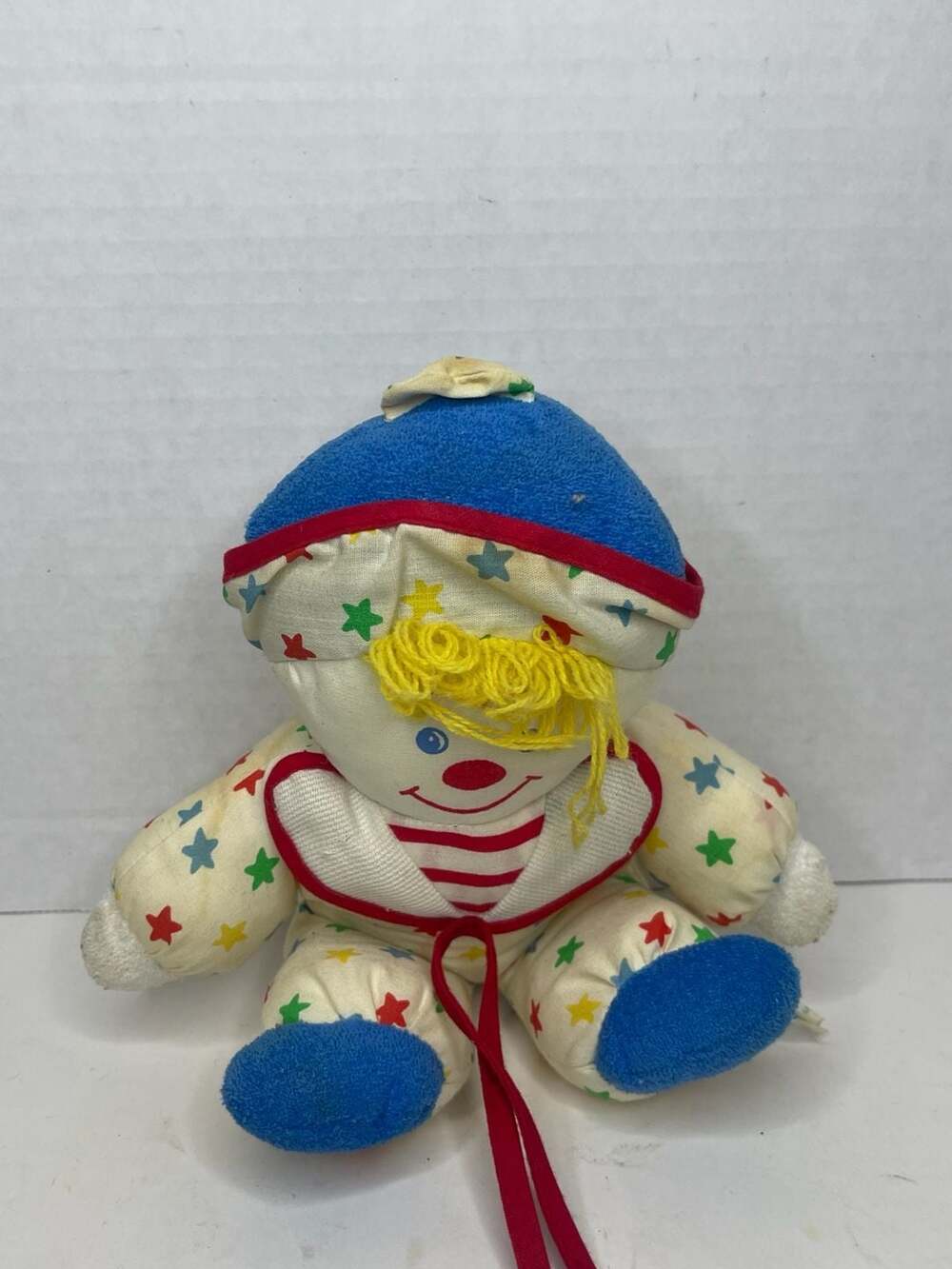 Vintage Bantam Collections Circus Clown Plush Baby Toy Star Pattern Lovey
